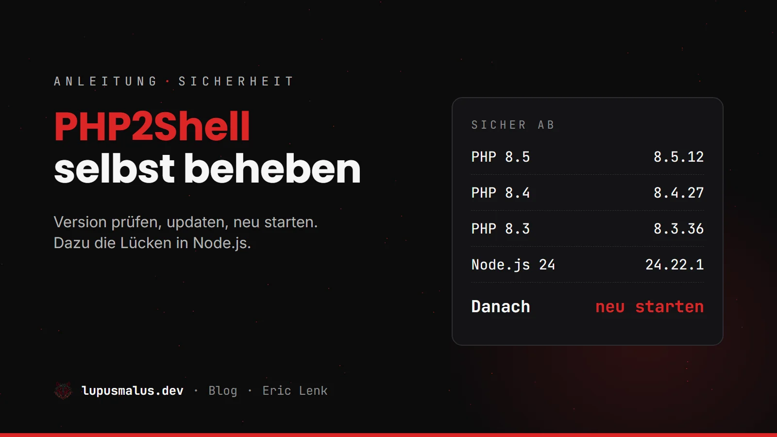 PHP2Shell und die Node.js-Lücken selbst beheben: eine Anleitung
