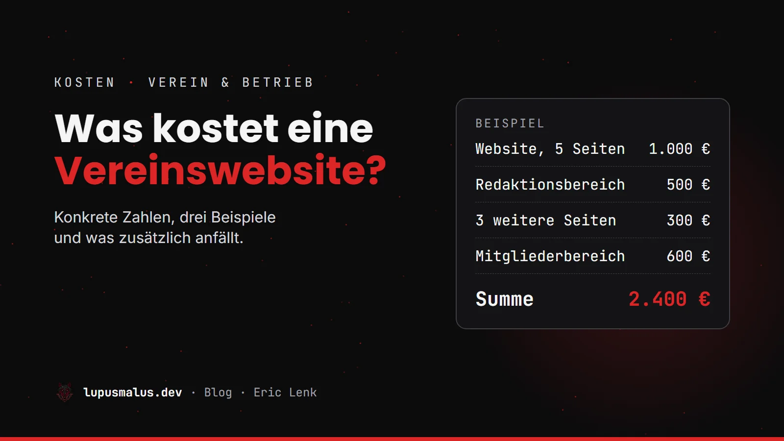Was kostet eine Website für einen Verein oder kleinen Betrieb?